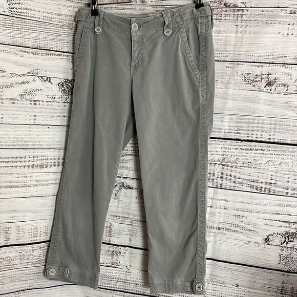 Eddie Bauer pants Womens size 4 bermuda Y2K cropped shaw corduroy gray Pockets - Picture 3 of 8